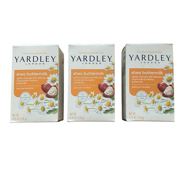 Three (3) Yardley of London Shea Buttermilk Moisturizing Bath Bars NEW - Picture 1 of 5